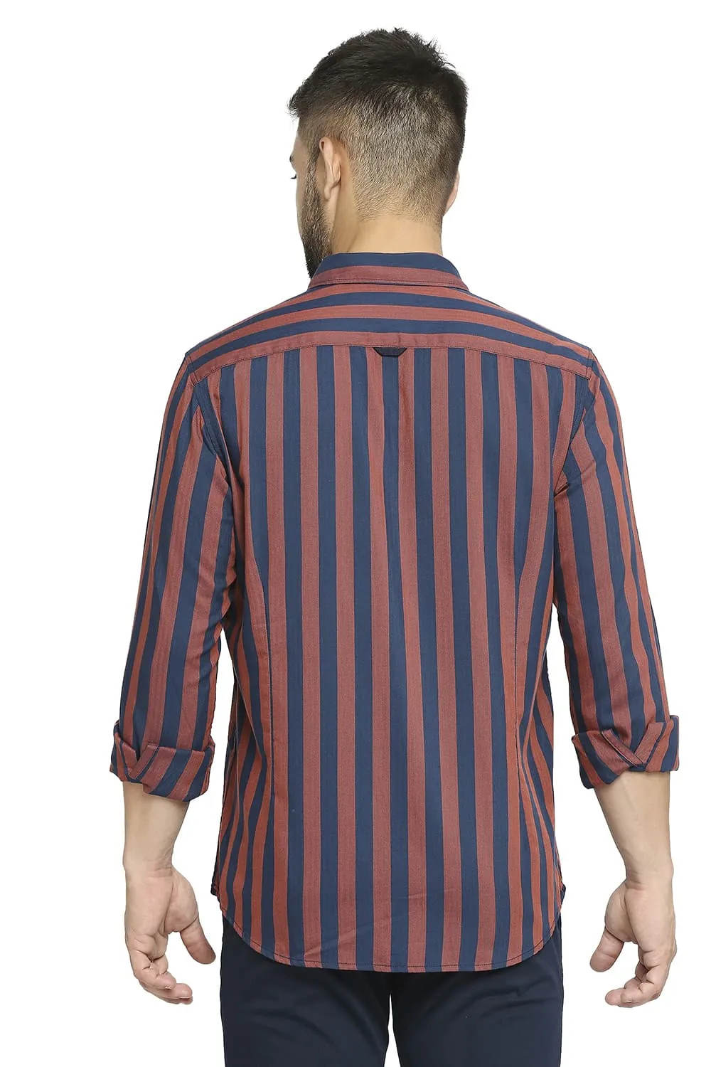 Slim Fit Cotton Polyester Twill Stripe Shirt