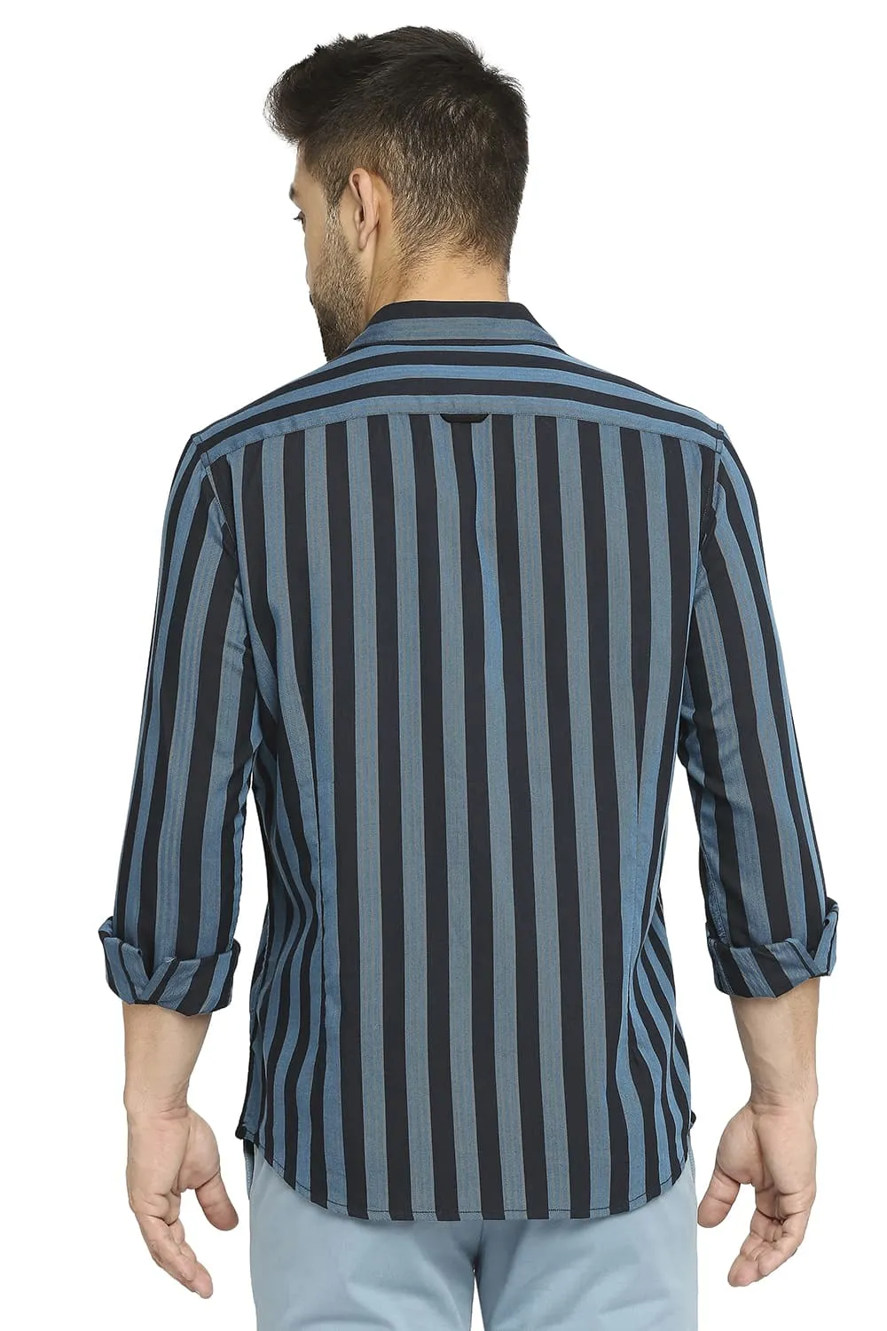 Slim Fit Cotton Polyester Twill Stripe Shirt