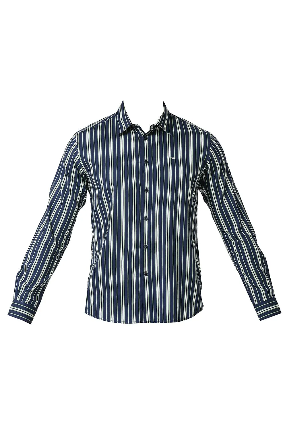 Slim Fit Cotton Viscose Printed Stripe Shirt