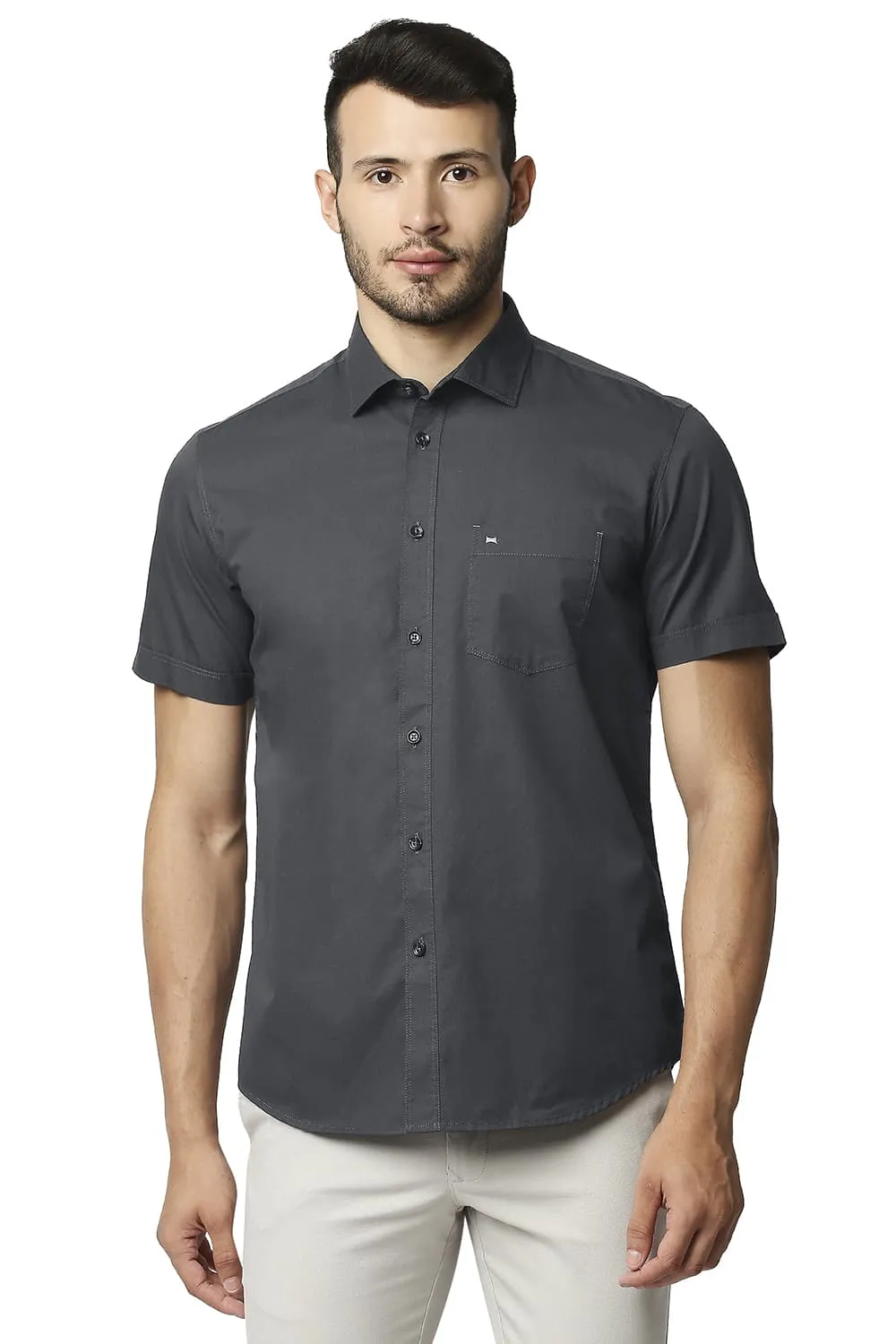 Slim Fit Twill Halfsleeves Shirt