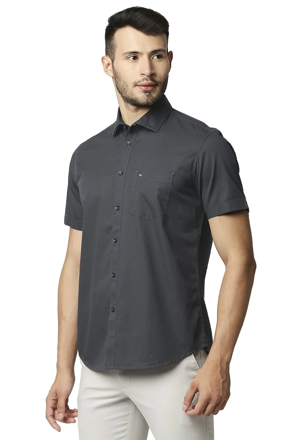 Slim Fit Twill Halfsleeves Shirt