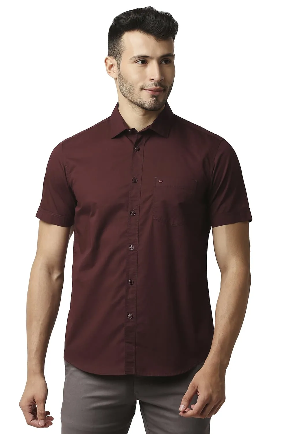 Slim Fit Twill Halfsleeves Shirt