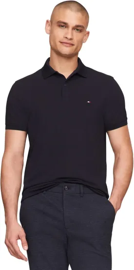 Tommy Hilfiger Men's Short Sleeve Polo Shirts in Classic Fit with Stretch and Organic Pique Cotton