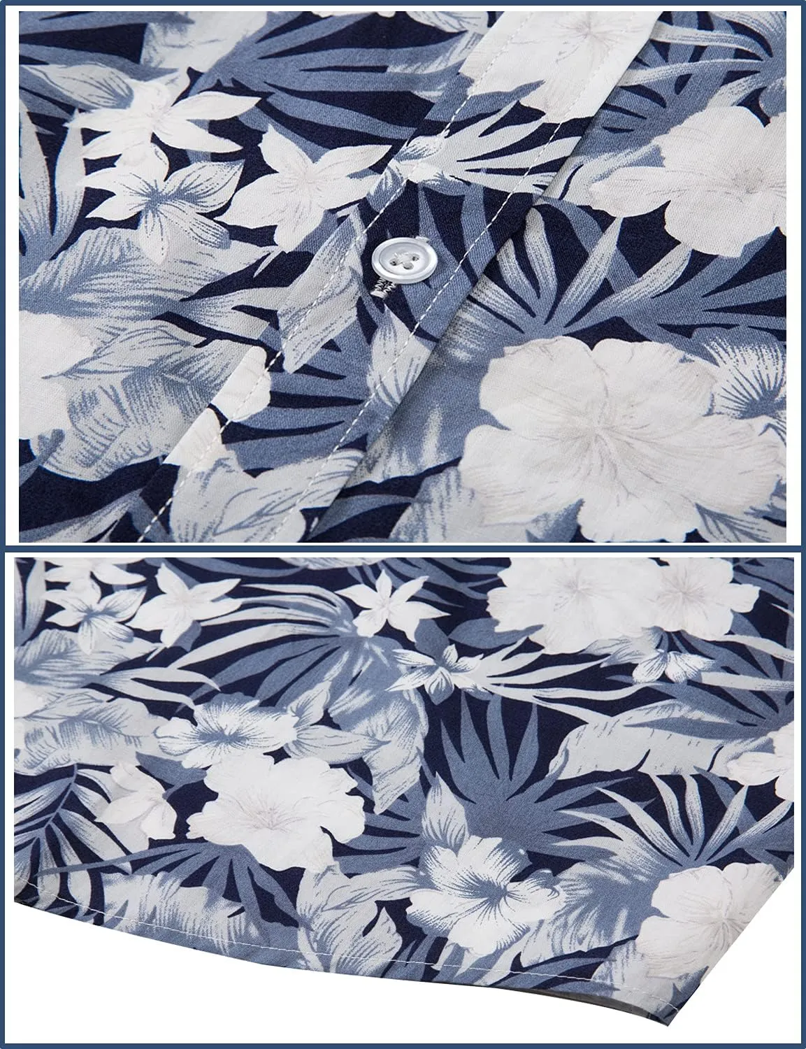 TUNEVUSE Mens Long Sleeve Floral Dress Shirt Flowered Pattern Print Button Down Shirts Cotton