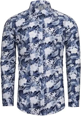 TUNEVUSE Mens Long Sleeve Floral Dress Shirt Flowered Pattern Print Button Down Shirts Cotton
