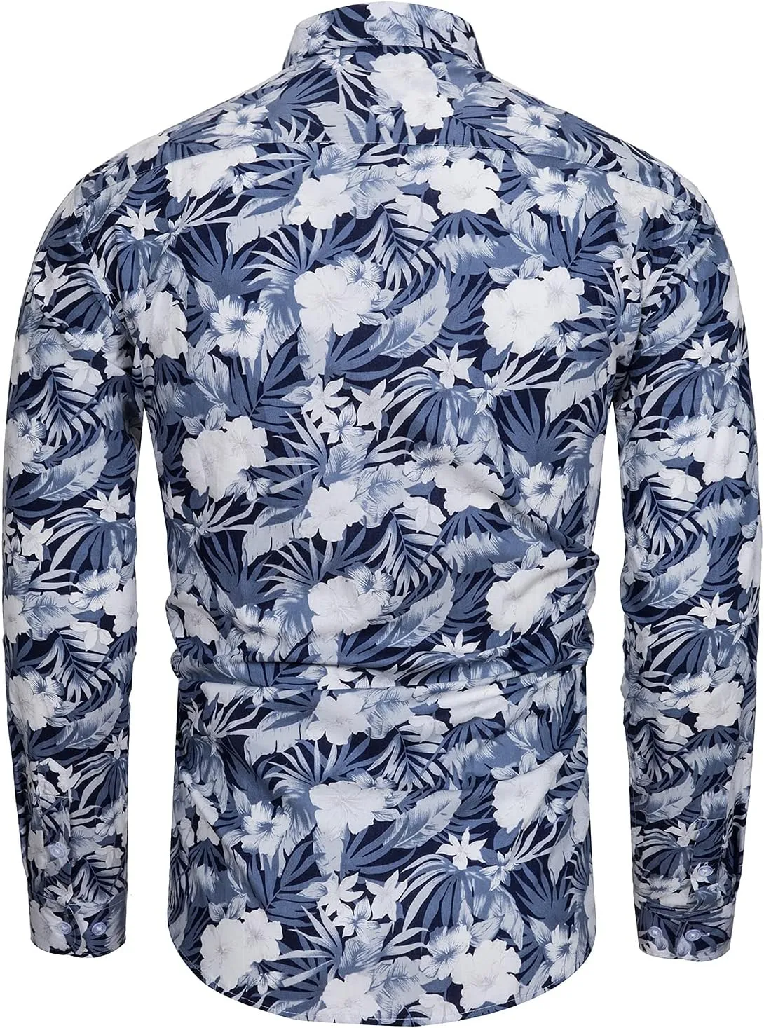 TUNEVUSE Mens Long Sleeve Floral Dress Shirt Flowered Pattern Print Button Down Shirts Cotton