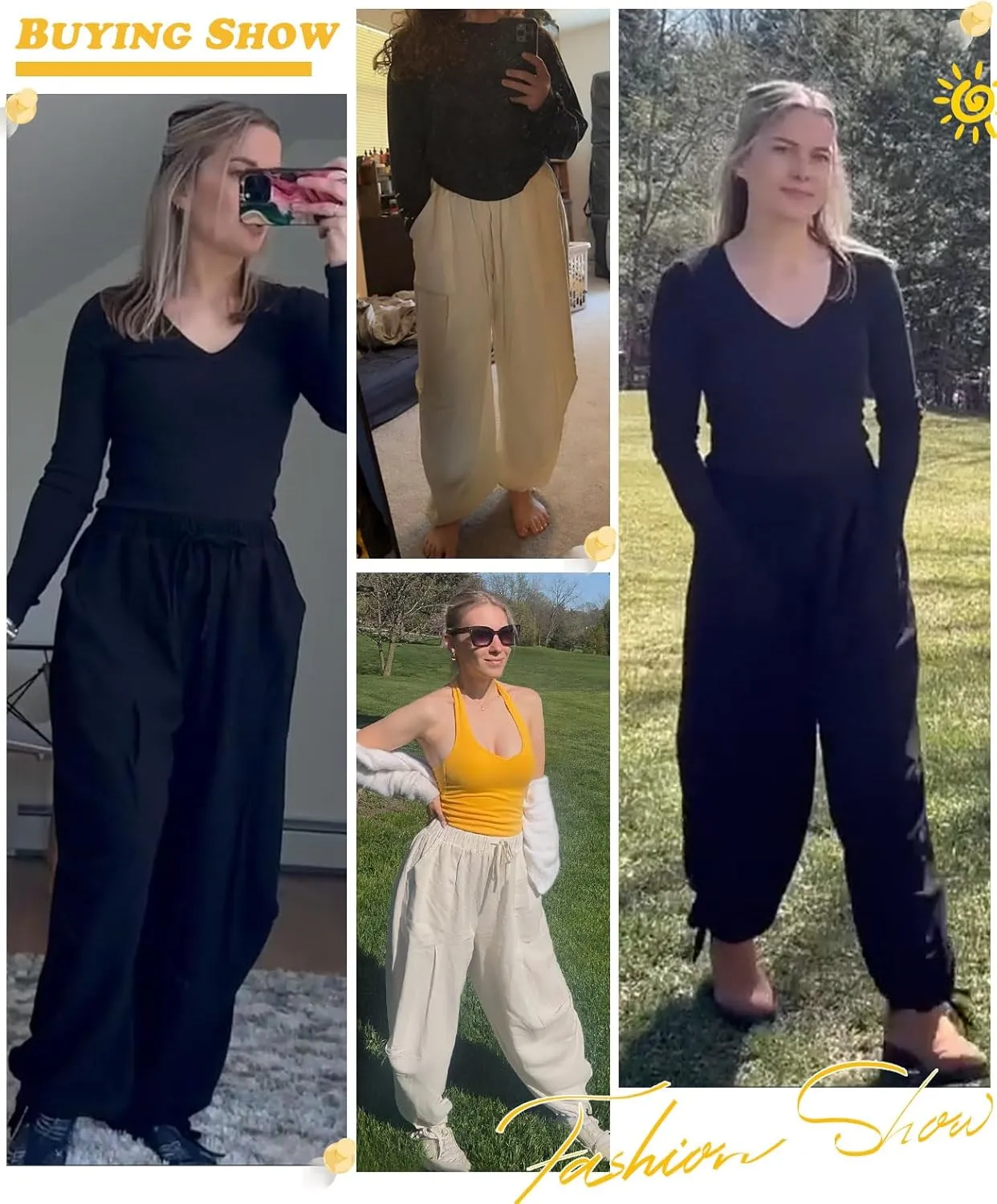 Women Linen Harem Pants Summer Drawstring Casual Lounge Baggy Pant Beach Travel Vacation Trousers with Pockets