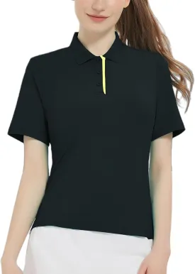Women Print Golf Sport Polo Shirts Athletic Lightweight Quick Dry Slim Stretchable Tennis Short Sleeve Shirts