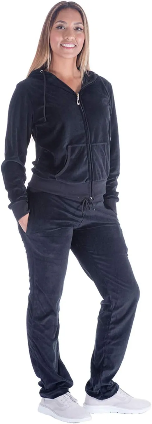 Womens Velour Tracksuit Set Knitted Two Piece Outfits Fashion Zip Up Hoody Sweatshirt and Sweatpants Sweat Suits Sets