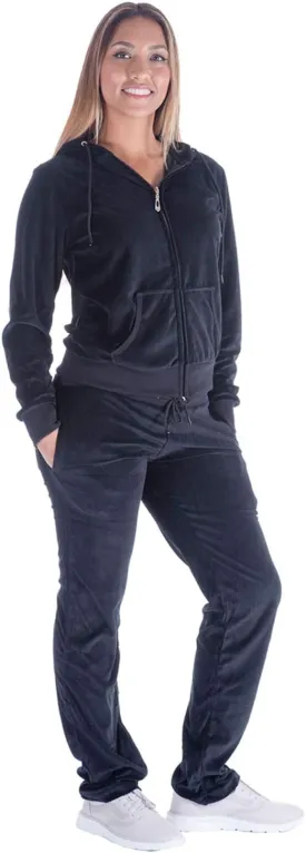 Womens Velour Tracksuit Set Knitted Two Piece Outfits Fashion Zip Up Hoody Sweatshirt and Sweatpants Sweat Suits Sets