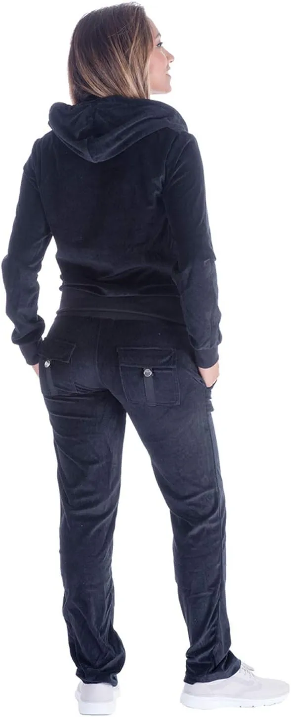 Womens Velour Tracksuit Set Knitted Two Piece Outfits Fashion Zip Up Hoody Sweatshirt and Sweatpants Sweat Suits Sets