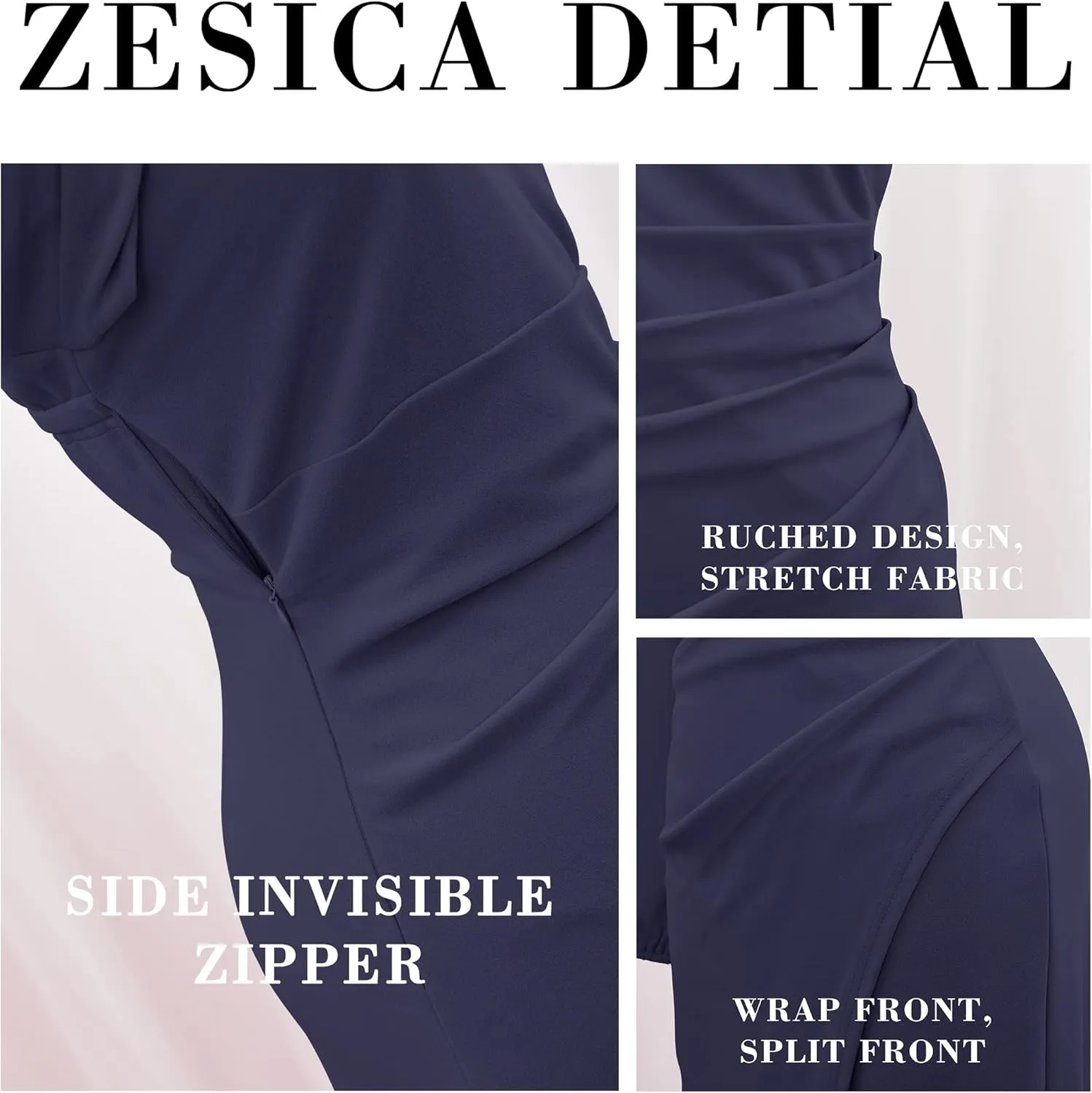 ZESICA Women's One Shoulder Long Sleeve Cocktail Dress Sexy High Slit Ruched Bodycon Wedding Guest Maxi Dresses